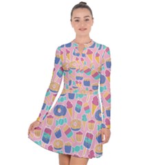 Ice Cream Donut Sweets Candie Long Sleeve Panel Dress by Apenda