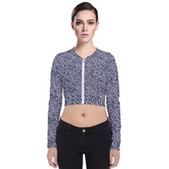 Blue Black Snake Pattern Long Sleeve Zip Up Bomber Jacket by DinkovaArt