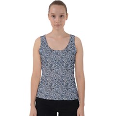 Blue Black Snake Pattern Velvet Tank Top by DinkovaArt
