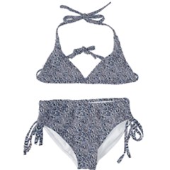 Blue Black Snake Pattern Kids  Classic Bikini Set by DinkovaArt