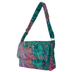 Green Pour Full Print Messenger Bag (m)