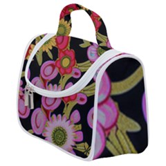 Mid Century Retro Floral 1970s 1960s Pattern 70 Satchel Handbag by violetheavensky