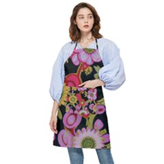 Mid Century Retro Floral 1970s 1960s Pattern 70 Pocket Apron by violetheavensky