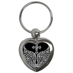 Bling Wings And Cross Key Chain (heart) by artattack4all