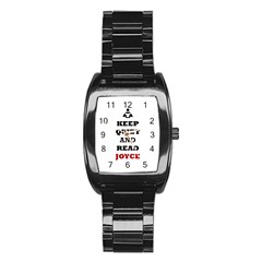 Keep Quiet And Read Joyce Black Men s Stainless Steel Barrel Analog Watch by readmeatee