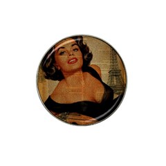 Vintage Newspaper Print Pin Up Girl Paris Eiffel Tower Golf Ball Marker 4 Pack (for Hat Clip) by chicelegantboutique