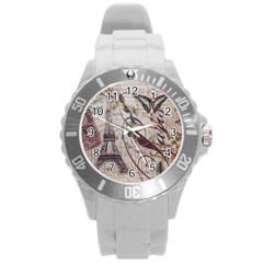 Paris Eiffel Tower Vintage Bird Butterfly French Botanical Art Plastic Sport Watch (large) by chicelegantboutique