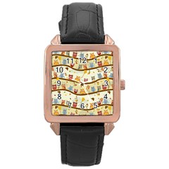 Autumn Owls Rose Gold Leather Watch  by Ancello