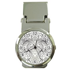 Drawing Floral Doodle 1 Money Clip With Watch by MedusArt