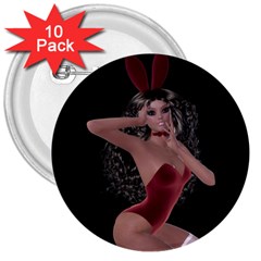 Miss Bunny In Red Lingerie 3  Button (10 Pack) by goldenjackal