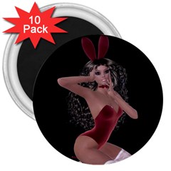 Miss Bunny In Red Lingerie 3  Button Magnet (10 Pack) by goldenjackal