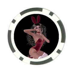 Miss Bunny In Red Lingerie Poker Chip (10 Pack) by goldenjackal