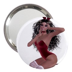 Miss Bunny In Red Lingerie 3  Handbag Mirror by goldenjackal