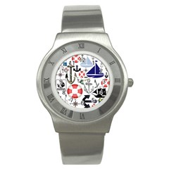 Nautical Collage Stainless Steel Watch (slim) by StuffOrSomething