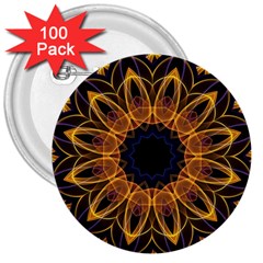 Yellow Purple Lotus Mandala 3  Button (100 Pack) by Zandiepants