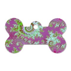 Raspberry Lime Surprise, Abstract Sea Garden  Dog Tag Bone (one Sided) by DianeClancy