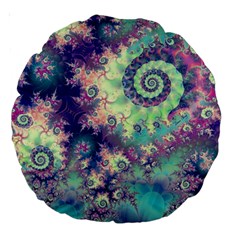 Violet Teal Sea Shells, Abstract Underwater Forest 18  Premium Round Cushion  by DianeClancy