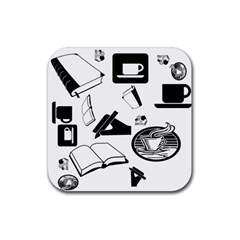 Books And Coffee Drink Coaster (square) by StuffOrSomething