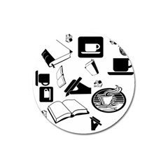 Books And Coffee Magnet 3  (round) by StuffOrSomething