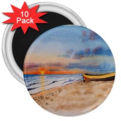 Sunset Beach Watercolor 3  Button Magnet (10 Pack) by TonyaButcher