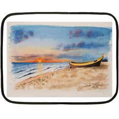Sunset Beach Watercolor Mini Fleece Blanket (two Sided) by TonyaButcher