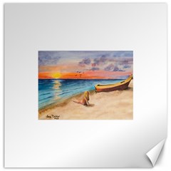 Alone On Sunset Beach Canvas 12  X 12  (unframed) by TonyaButcher