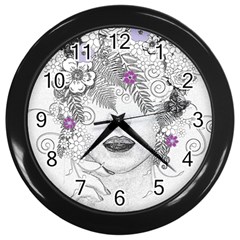 Flower Child Of Hope Wall Clock (black) by FunWithFibro