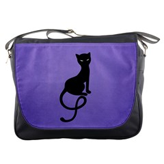 Purple Gracious Evil Black Cat Messenger Bag by CreaturesStore