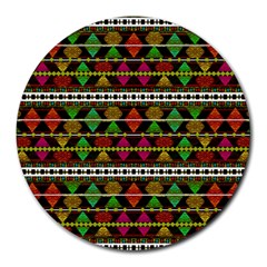 Aztec Style Pattern 8  Mouse Pad (round) by dflcprints