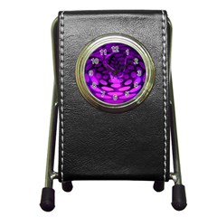 Abstract In Purple Stationery Holder Clock by FunWithFibro