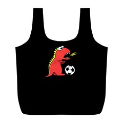 Black Cartoon Dinosaur Soccer Reusable Bag (l) by CreaturesStore