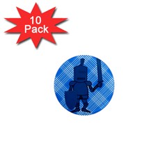 Blue Knight On Plaid 1  Mini Button Magnet (10 Pack) by StuffOrSomething