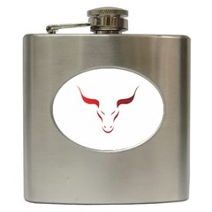 Stylized Symbol Red Bull Icon Design Hip Flask by rizovdesign