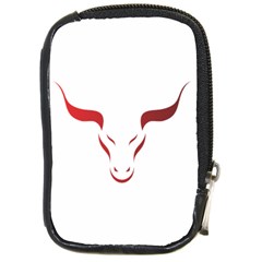 Stylized Symbol Red Bull Icon Design Compact Camera Leather Case by rizovdesign