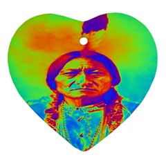 Sitting Bull Heart Ornament (two Sides) by icarusismartdesigns