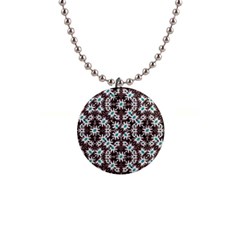 Modern Floral Geometric Pattern Button Necklace by dflcprints