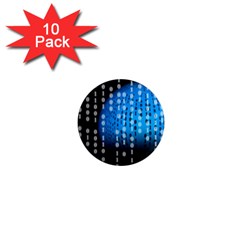 Binary Rain 1  Mini Button Magnet (10 Pack) by StuffOrSomething