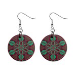 Green tribal star 1  Button Earrings Front