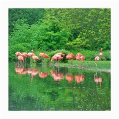 Flamingo Birds At Lake Glasses Cloth (medium) by yoursparklingshop