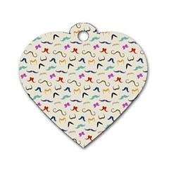 Mustaches Dog Tag Heart (one Sided)  by boho