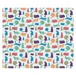 Blue Colorful Cats Silhouettes Pattern Double Sided Flano Blanket (Small)  50 x40  Blanket Back