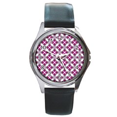 Cute Pretty Elegant Pattern Round Metal Watches by GardenOfOphir