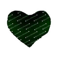 Merry Christmas,text,green Standard 16  Premium Flano Heart Shape Cushions by ImpressiveMoments