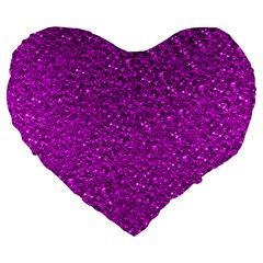 Sparkling Glitter Hot Pink Large 19  Premium Heart Shape Cushions by ImpressiveMoments