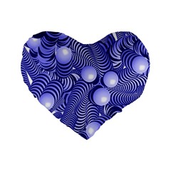 Doodle Fun Blue Standard 16  Premium Flano Heart Shape Cushions by ImpressiveMoments