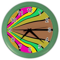 Symmetric Waves Color Wall Clock by LalyLauraFLM