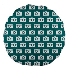 Modern Chic Vector Camera Illustration Pattern Large 18  Premium Flano Round Cushions by GardenOfOphir
