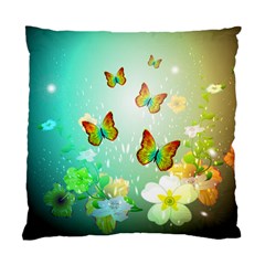 Flowers With Wonderful Butterflies Standard Cushion Cases (two Sides)  by FantasyWorld7