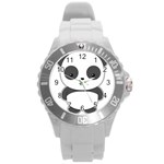 Kawaii Panda Round Plastic Sport Watch (L) Front