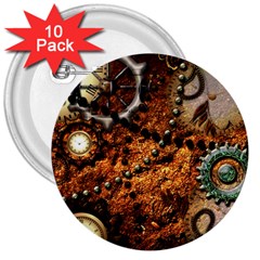 Steampunk In Noble Design 3  Buttons (10 Pack)  by FantasyWorld7